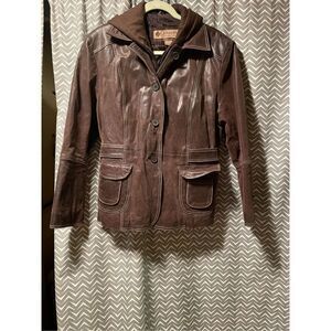 Columbia Leather Coat (SZ L)
